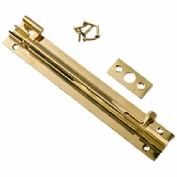 DOOR BOLT CRANKED BRASS 6''