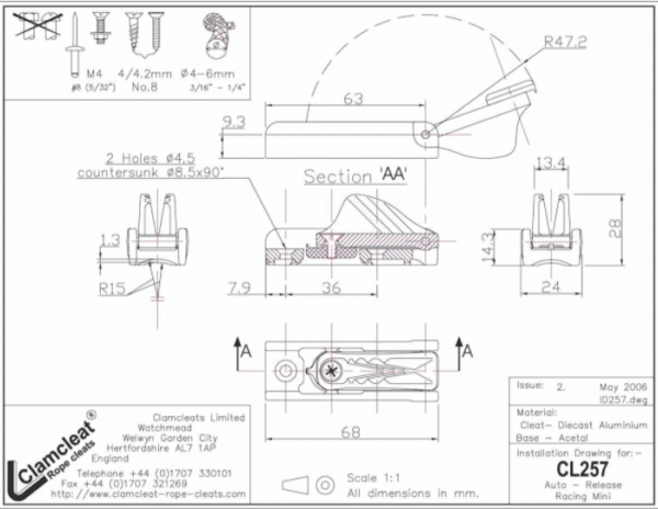 CLAM-CLEAT-AUTO-REL.-MINI-RACING-PLAN