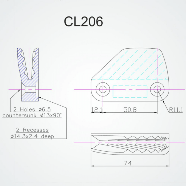 CLAM CLEAT LATERAL STARBOR.6-10MM CL206 - Image 2