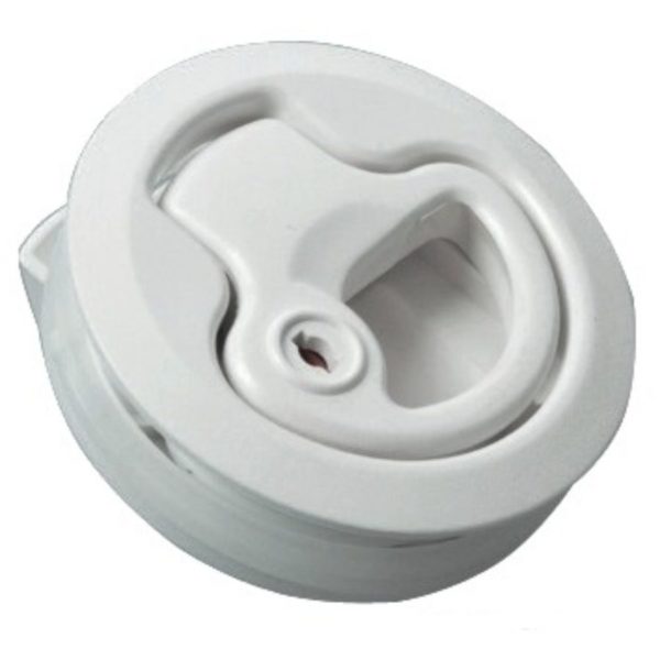 LATCH ROUND FLUSH RING W/LOCK WHITE 48MM