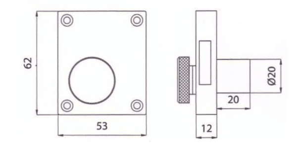LOCK W/KEY & KNOB INISDE BRS C/P 62X53MM - Image 2