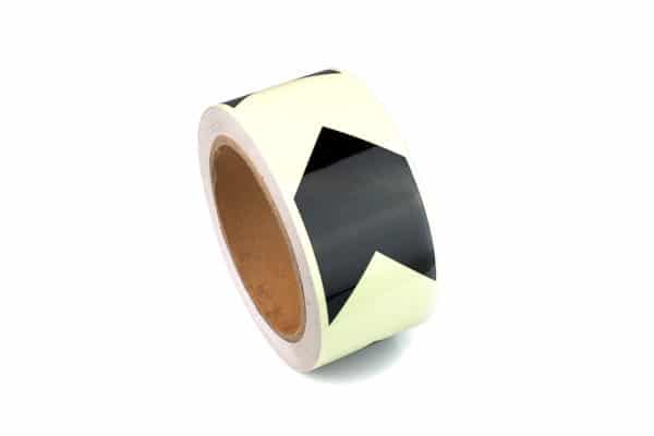 TAPE REFL GLOW 50MMX10M BLK/YEL ARROW