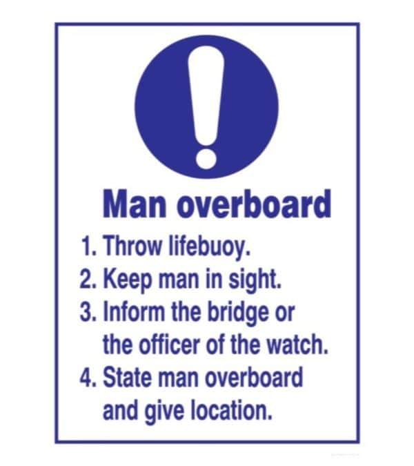 SIGN FS MAN OVERBOARD W/WORDS 15X20CM