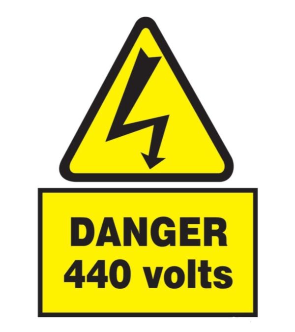 SIGN FS DANGER 440 VOLTS W/WORDS 15X20CM