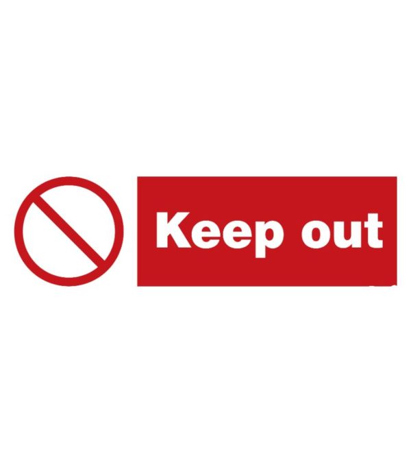 SIGN VS KEEP OUT W/WORDS 30X10CM