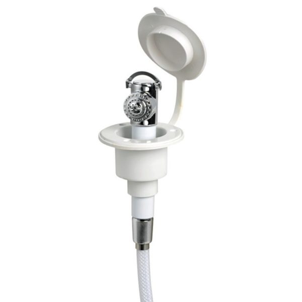 SHOWER HEAD FLUSH MOUNT + PIPE WHITE