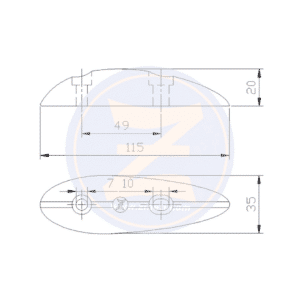 GAUCI BORDA ANODE FISH BOLT-ON 50MM 2-HOLE 236G