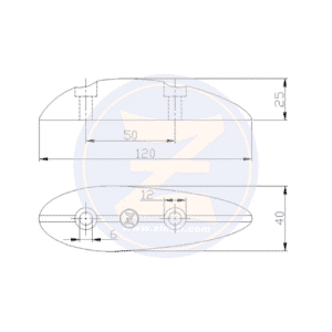 GAUCI BORDA ANODE FISH BOLT-ON 50MM 2-HOLE 550G