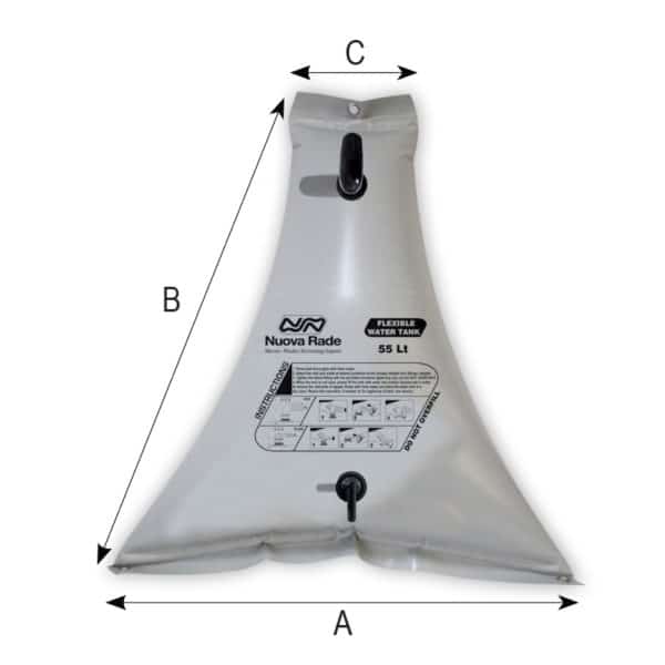 TANK FLEXIBLE WATER PVC  55LT TRIANGULAR
