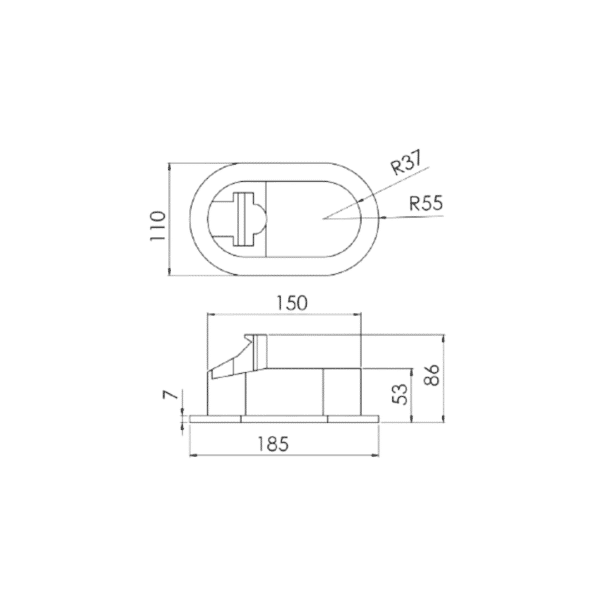 SHOWER CASE W/CAP OVAL TYP I 150MM C/P - Image 2